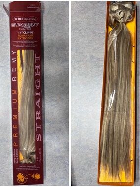 14" Clip-In Human Hair Extensions - Dark Blonde Frost - NWOT